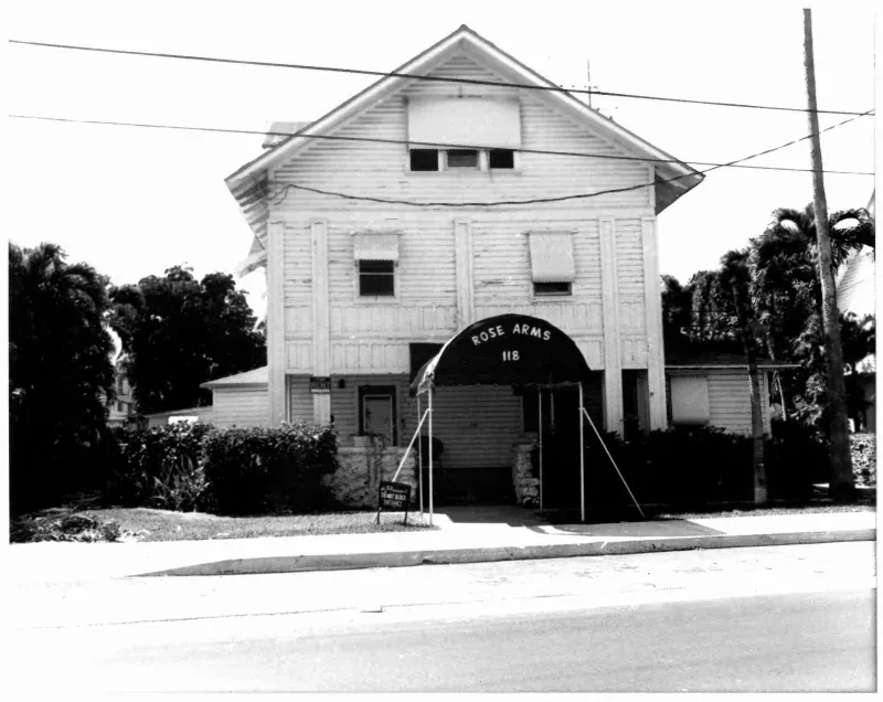 The Rose Arms, number 118, in an early black-and-white photograph